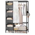 Modern Open Wardrobe Clothes Rail with Shelves & Curtain – Heavy Duty Metal Storage Rack (170cm)