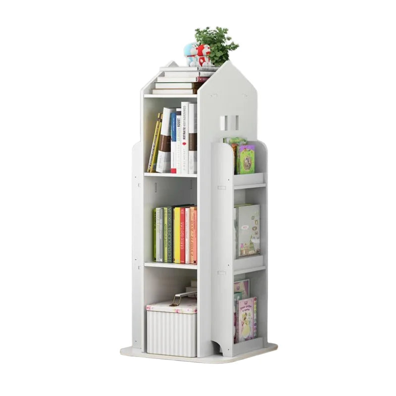 360-Degree Rotating Bookshelf Castle Display Stand Living Room Furniture Bookcases for Home-Medium
