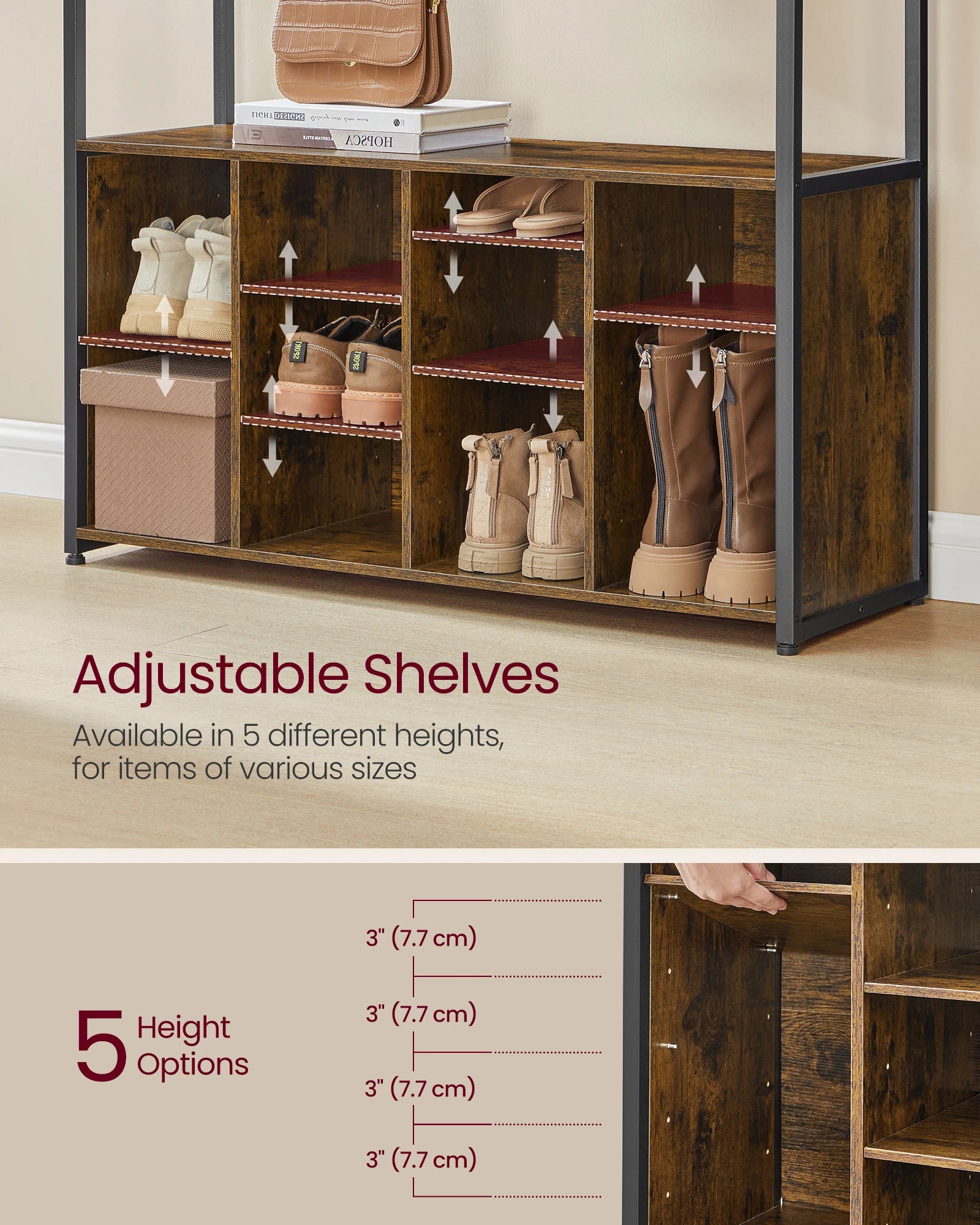 All-in-One Hallway Storage Bench – Coat Rack, Shoe Rack & Entryway Organizer