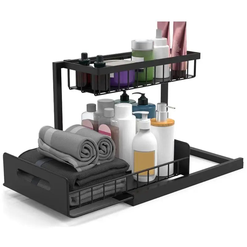 2-Tier Pull-Out Under Sink Organizer – Space-Saving Storage Rack