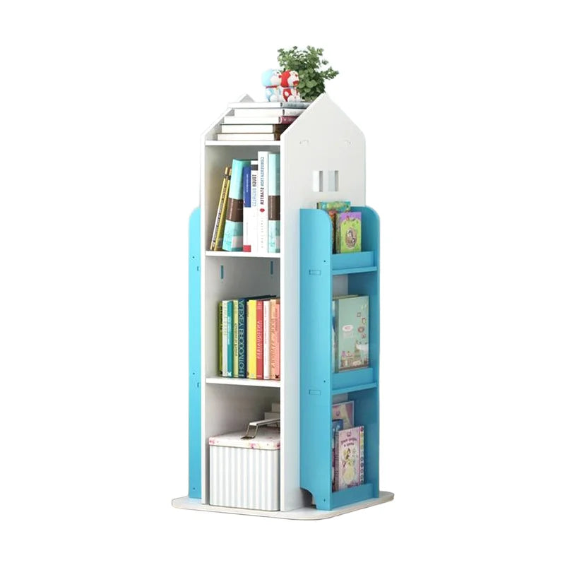 360-Degree Rotating Bookshelf Castle Display Stand Living Room Furniture Bookcases for Home-Medium