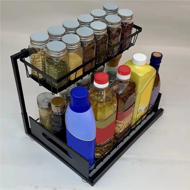 2-Tier Pull-Out Under Sink Organizer – Space-Saving Storage Rack