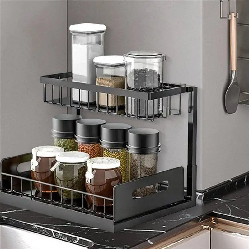 2-Tier Pull-Out Under Sink Organizer – Space-Saving Storage Rack