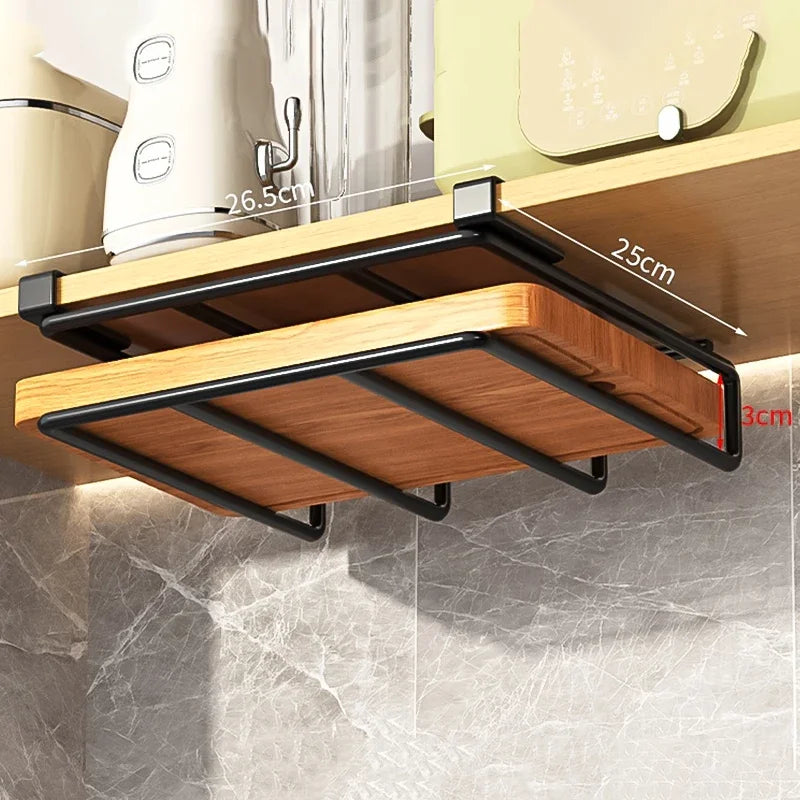 Under-Cabinet Kitchen Organizer Rack – Hanging Storage with Hooks